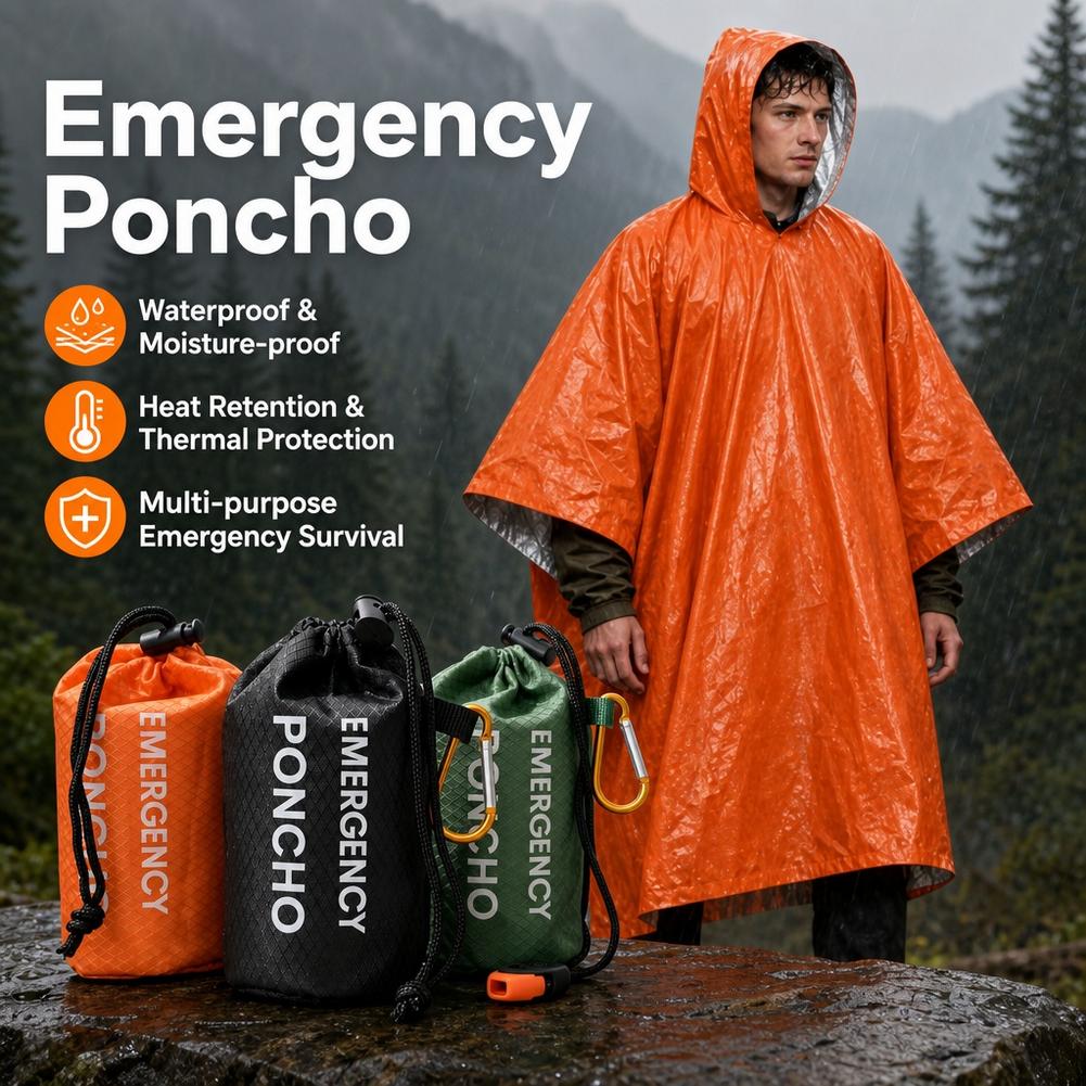 Camping Rain Poncho - Kit de capa de chuva portátil