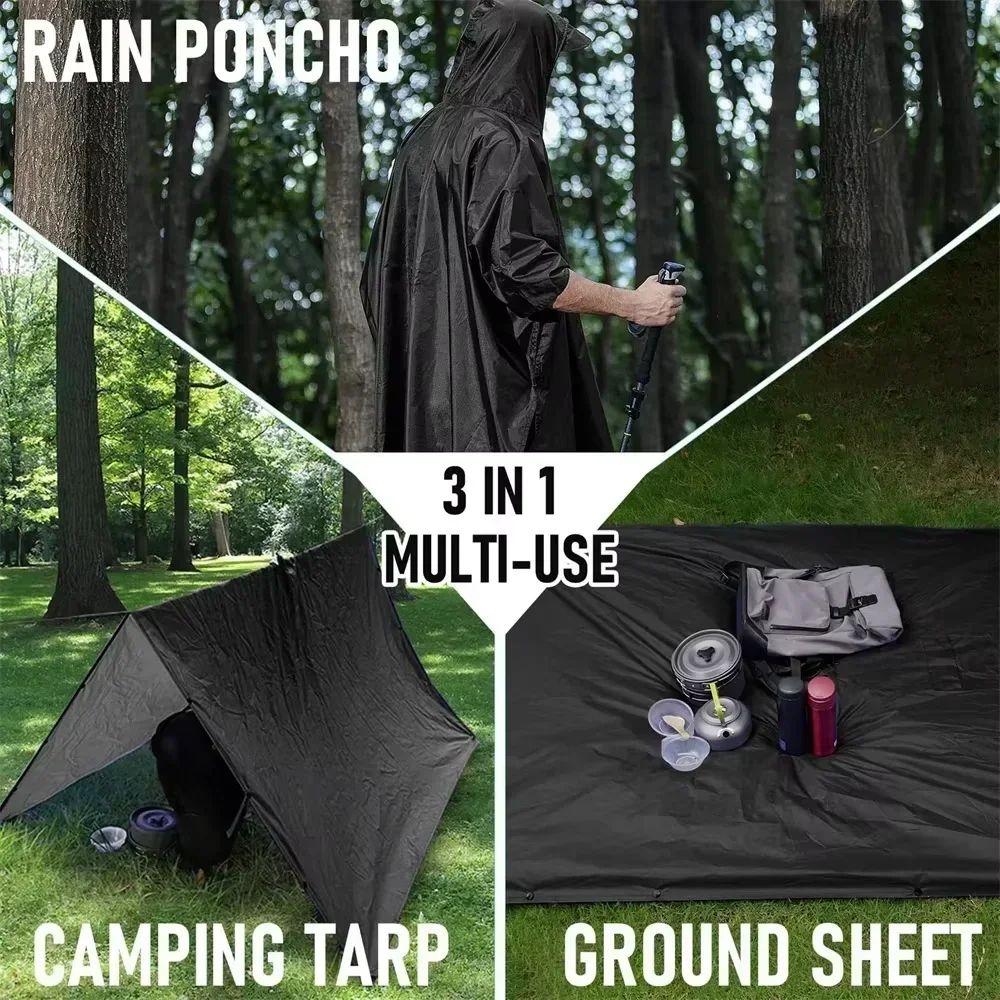 2026 Poncho de Chuva com Capuz - Camping Rain Poncho avaliação e preço