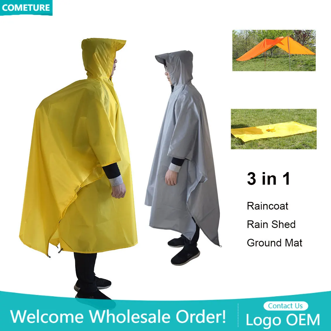 Capa de chuva 3 em 1 caminhada - Camping Rain Poncho avaliação e preço